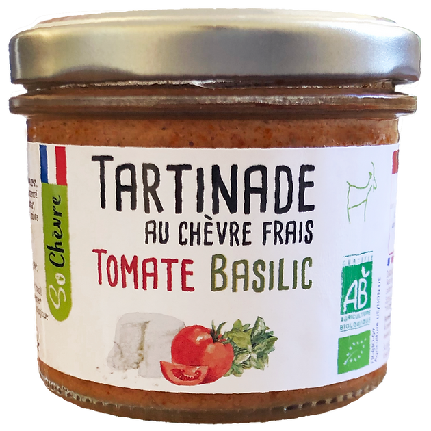 Tartinade chèvre frais, tomate, basilic